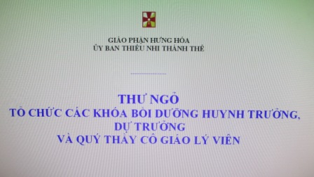 Thư Ngỏ - Tổ Chức Các Khóa Bồi Dưỡng Huynh Trưởng, Dự Trưởng, Quý Thầy Cô Giáo Lý Viên và Biểu Mẫu Thống Kê Hiện Trạng Mục Vụ Thiếu Nhi Năm 2016