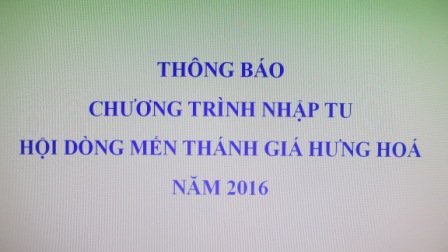 Thông Báo Chương Trình Nhập Tu Hội Dòng Mến Thánh Giá Hưng Hóa Năm 2016