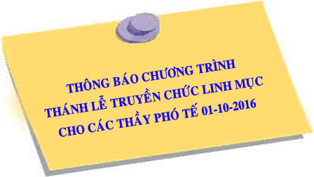 Thông báo chương trình lễ phong chức linh mục