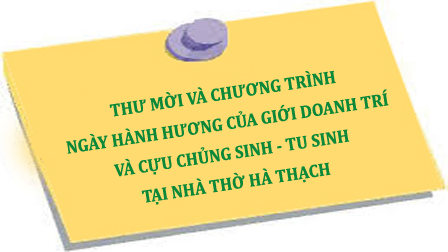 Thư mời và chương trình ngày hành hương năm thánh Lòng Thương Xót của hai giới: Doanh Trí và Cựu Chủng Sinh - Tu Sinh tại Hà Thạch.