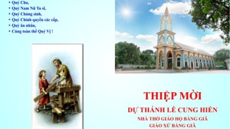 Thiệp Mời Thánh Lễ Khánh Thành Và Cung Hiến Nhà Thờ Bằng Giã