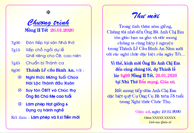 Bìa trong thư mời