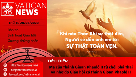 Radio: Vatican News Tiếng Việt thứ Tư 20.05.2020