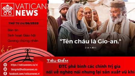 Radio: Vatican News Tiếng Việt thứ Tư 24.06.2020