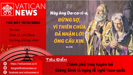 Radio: Vatican News Tiếng Việt thứ Bảy 19.12.2020