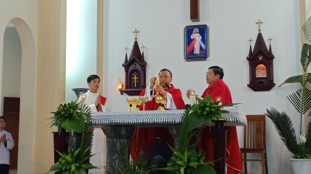 Đức cha Phêrô Nguyễn Văn Viên cử hành Lễ Lá - Khai mạc Tuần Thánh tại giáo xứ Phú Hữu