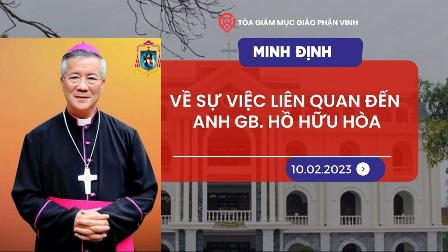 Tòa giám mục Giáo phận Vinh minh định về sự việc liên quan đến anh GB. Hồ Hữu Hòa