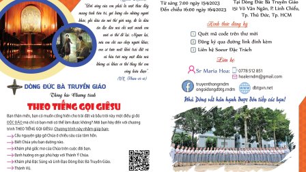 Dòng Đức Bà Truyền Giáo thông báo khóa tìm hiểu ơn gọi 2023