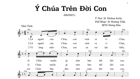 Bài hát: Ý CHÚA TRÊN ĐỜI CON của Sr Hương Trần - MTG Hưng Hóa