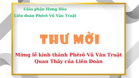 Liên đoàn Phêrô Vũ Văn Truật: Thư mời tham dự Thánh lễ mừng kính thánh Quan thầy của Liên đoàn Thiếu nhi Thánh Thể Giáo phận