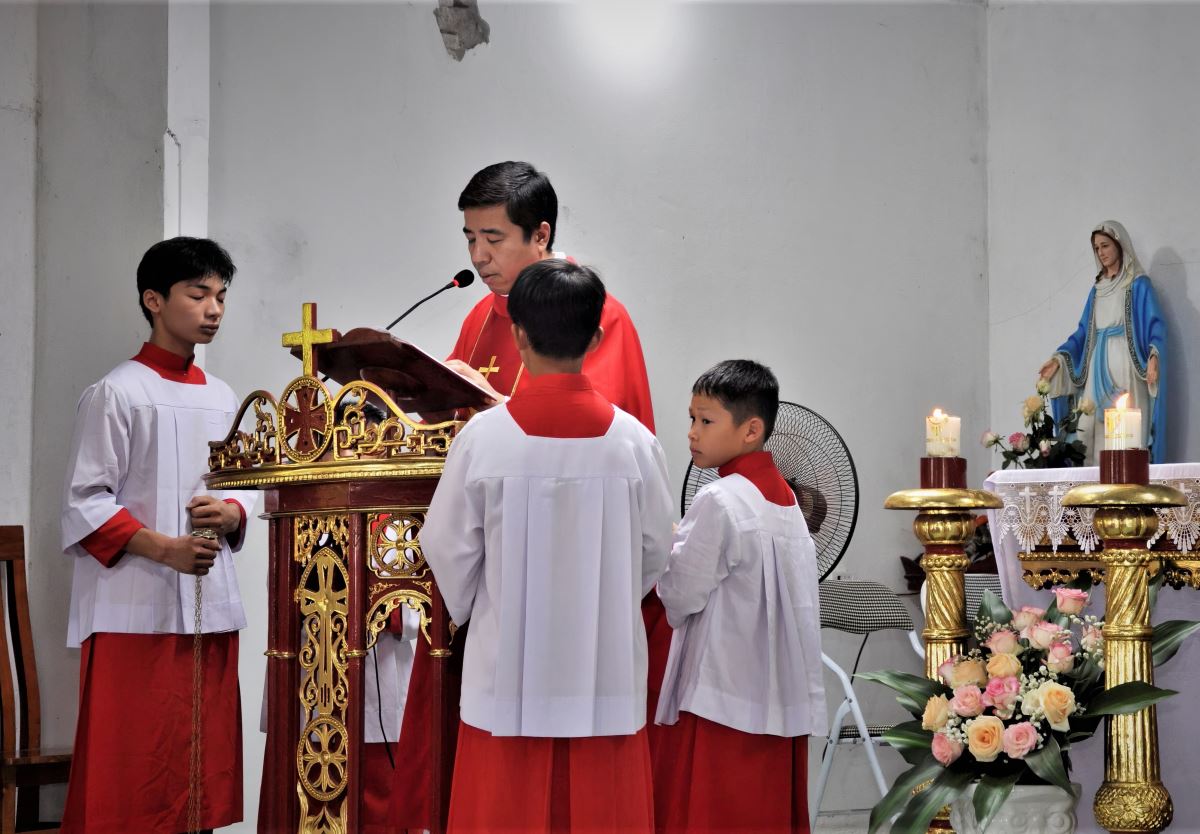 Cha Giuse Trần Văn Điển công bố Tin mừng và giảng lễ