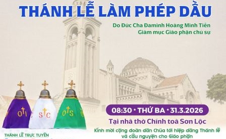 Thông báo: Thánh lễ Làm Phép Dầu năm 2026